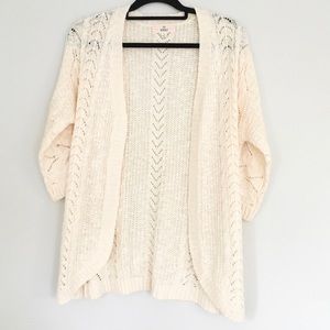 Pink Republic Off White Knit Open Cardigan Medium